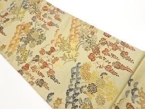 秋草に松・葡萄蔓草模様織出し袋帯